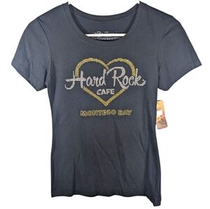 NWT Hard Rock Cafe Montego Bay Bedazzled bejeweled sequin baby tee T-shirt small